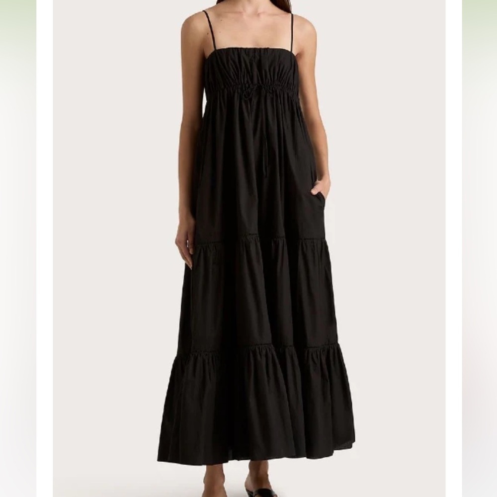 Nwt Faithfull The Brand Joen Midi Cotton Dress Black 2